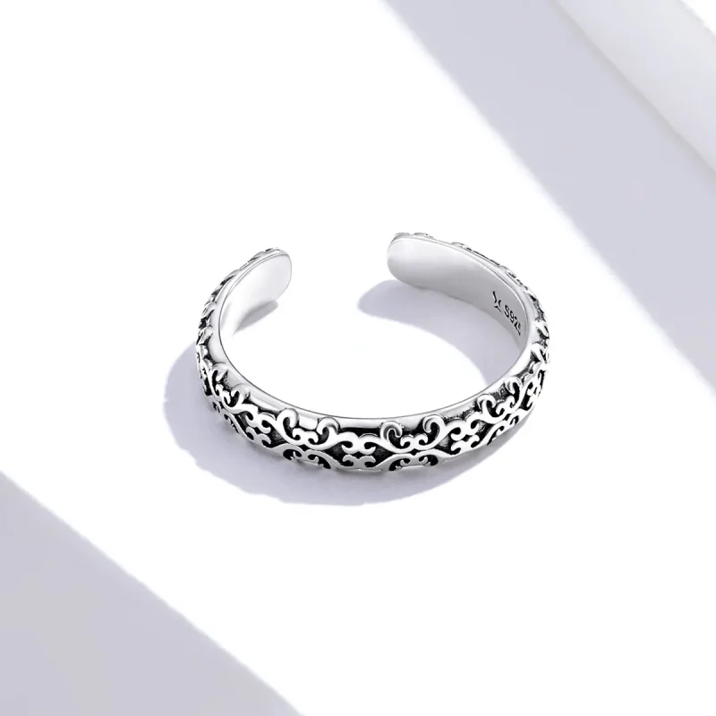 (image for) Pandora Style Silver Open Ring, Vintage Pattern - SCR657 - View 3