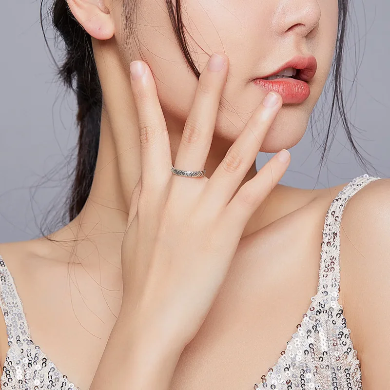 (image for) Pandora Style Silver Open Ring, Vintage Pattern - SCR657 - View 6