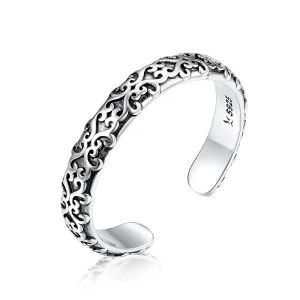 (image for) Pandora Style Silver Open Ring, Vintage Pattern - SCR657