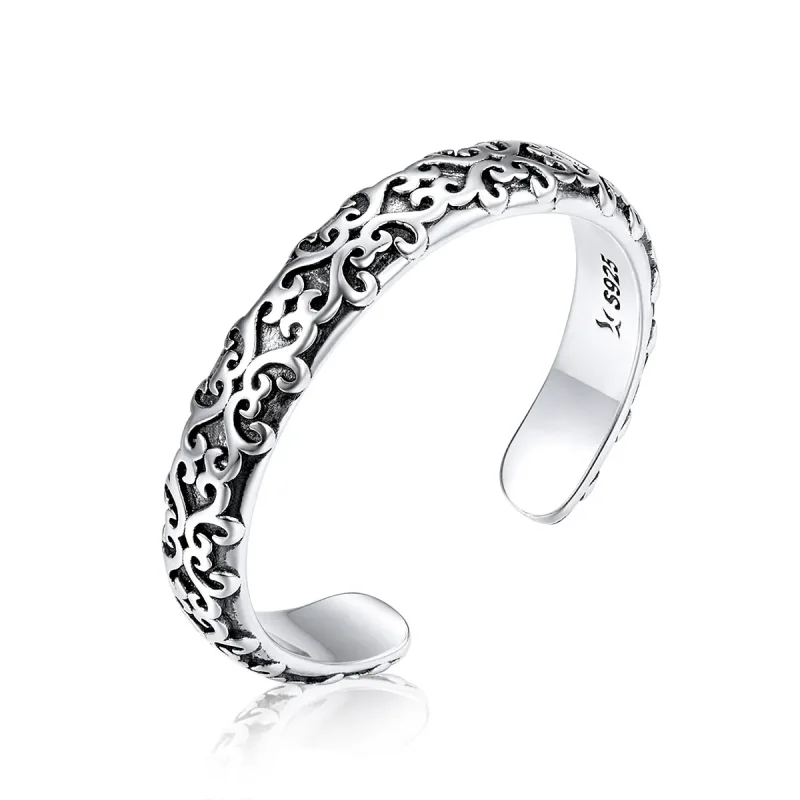 (image for) Pandora Style Silver Open Ring, Vintage Pattern - SCR657 - Product Image