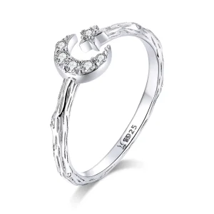 (image for) Pandora Style Silver Open Ring, Vintage Star Moon - SCR638