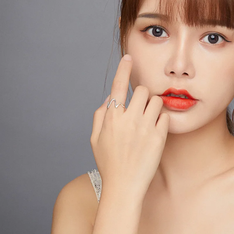 (image for) Pandora Style Silver Open Ring, Wave - SCR673 - View 5