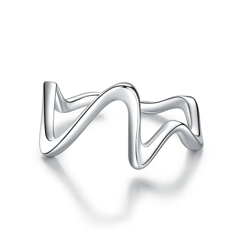 (image for) Pandora Style Silver Open Ring, Wave - SCR673 - Product Image