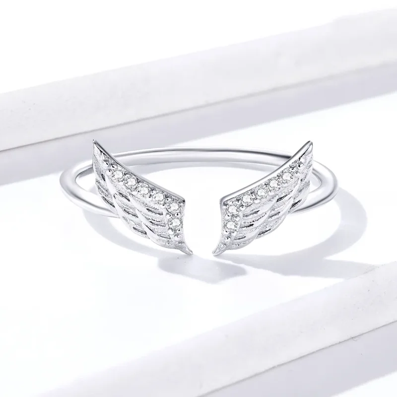 (image for) Pandora Style Silver Open Ring, Wing Open - BSR108 - View 2