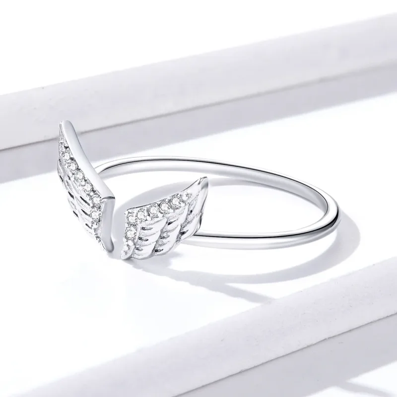 (image for) Pandora Style Silver Open Ring, Wing Open - BSR108 - View 3