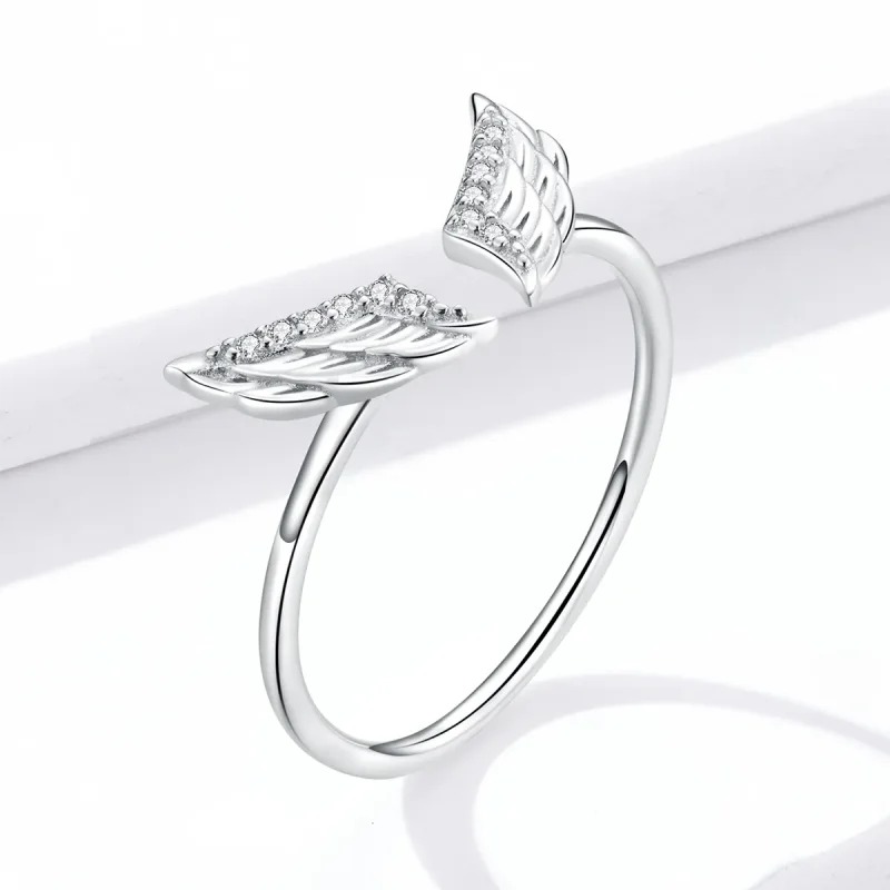 (image for) Pandora Style Silver Open Ring, Wing Open - BSR108 - View 4
