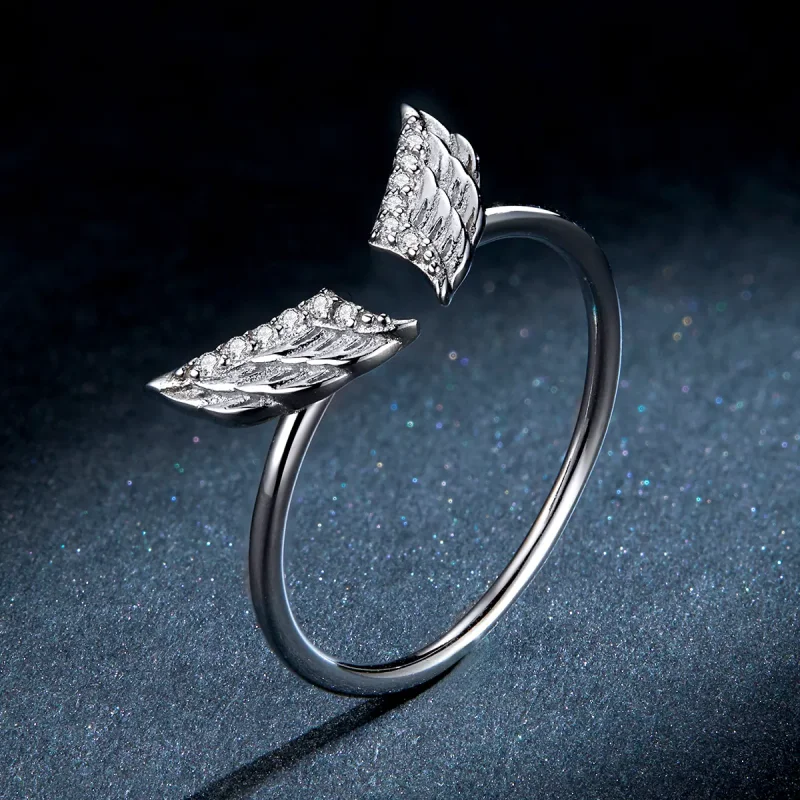 (image for) Pandora Style Silver Open Ring, Wing Open - BSR108 - View 5