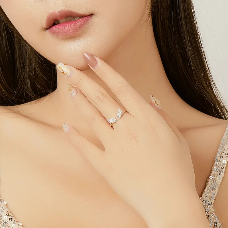 (image for) Pandora Style Silver Open Ring, Wing Open - BSR108 - View 7