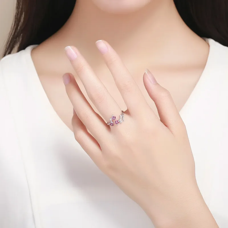 (image for) Pandora Style Silver Open Ring, Wintersweet - BSR022 - View 5