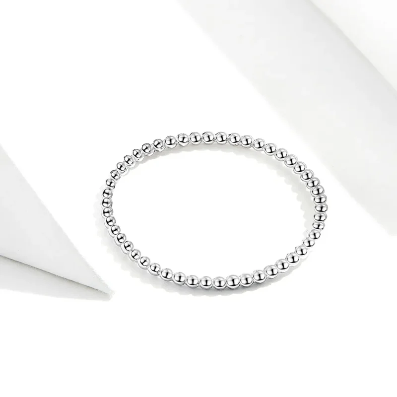 (image for) Pandora Style Silver Ring, Beaded - SCR574 - View 3