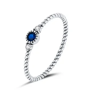 (image for) Pandora Style Silver Ring, Blue Stone - SCR693