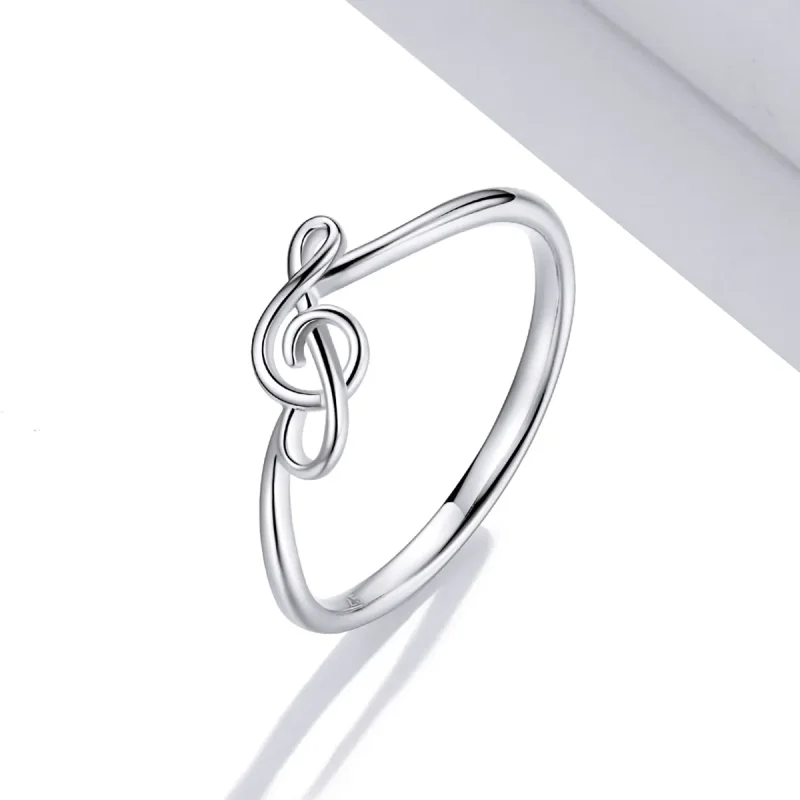 (image for) Pandora Style Silver Ring, Flowing Note - SCR727 - View 2