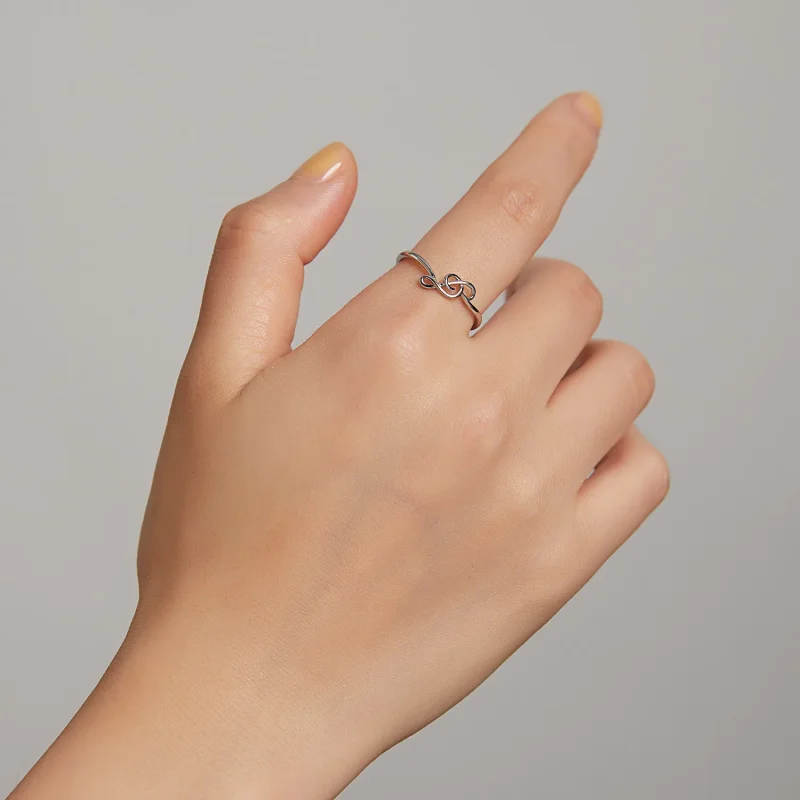 (image for) Pandora Style Silver Ring, Flowing Note - SCR727 - View 5