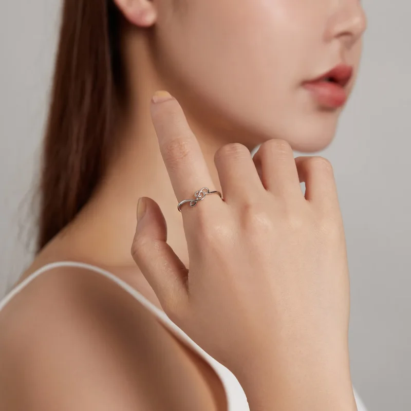 (image for) Pandora Style Silver Ring, Flowing Note - SCR727 - View 8