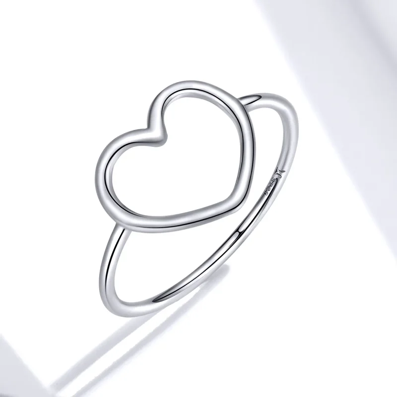 (image for) Pandora Style Silver Ring, Heart - SCR641 - View 2