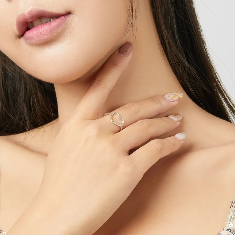 (image for) Pandora Style Silver Ring, Heart - SCR641 - View 5