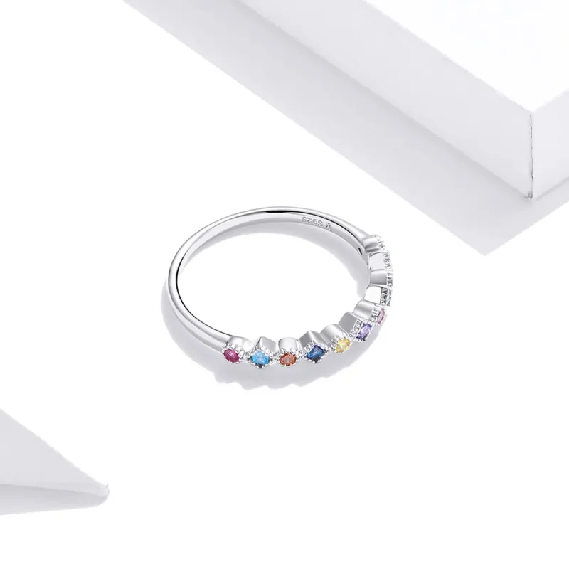 (image for) Pandora Style Silver Ring, Rainbow - SCR697 - View 4