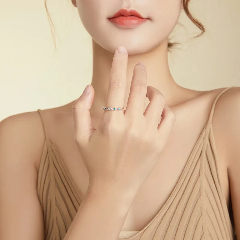 (image for) Pandora Style Silver Ring, Rainbow - SCR697 - View 7