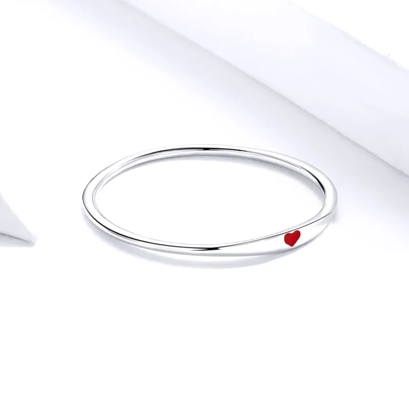 (image for) Pandora Style Silver Ring, Simple Love, Red Enamel - SCR620 - View 2