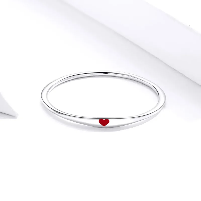 (image for) Pandora Style Silver Ring, Simple Love, Red Enamel - SCR620 - View 3