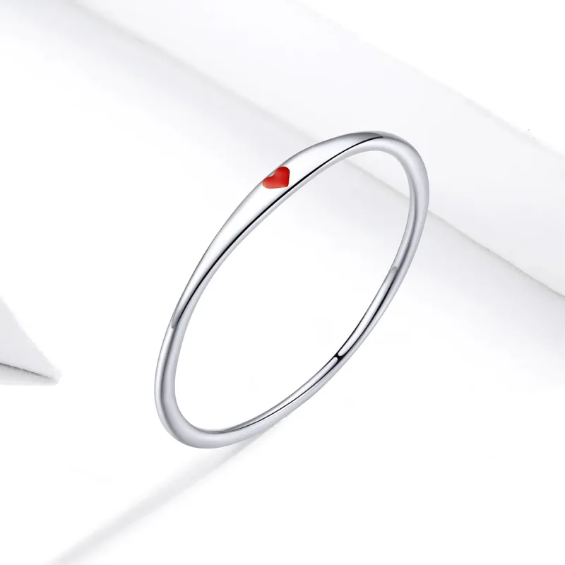 (image for) Pandora Style Silver Ring, Simple Love, Red Enamel - SCR620 - View 4
