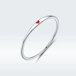 (image for) Pandora Style Silver Ring, Simple Love, Red Enamel - SCR620