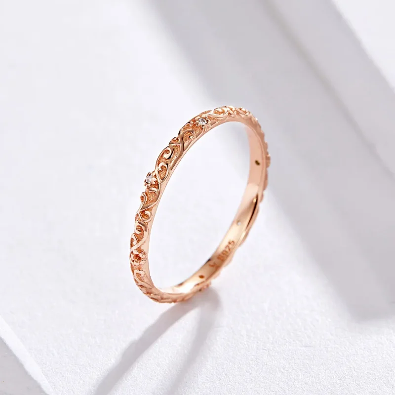 (image for) Rose Gold Retro Patterns Ring - PANDORA Style - SCR514 - View 2