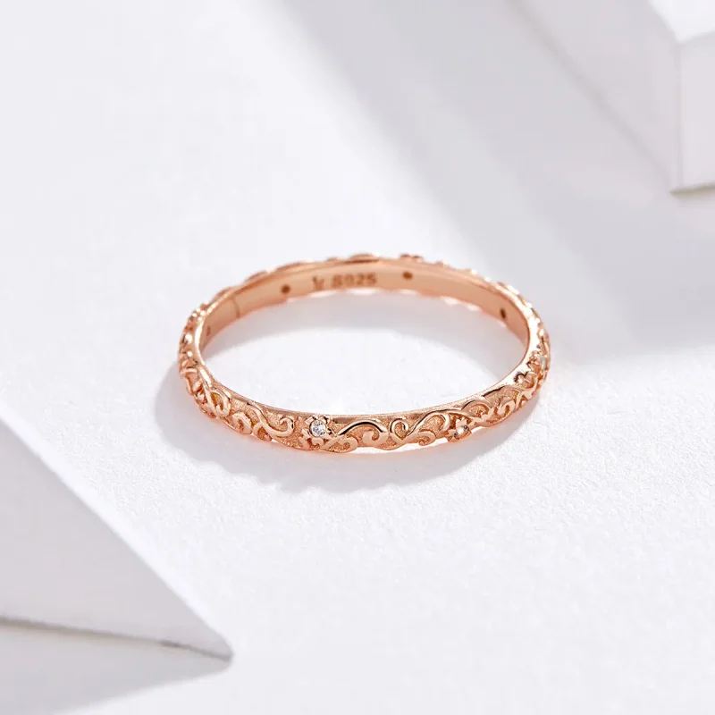 (image for) Rose Gold Retro Patterns Ring - PANDORA Style - SCR514 - View 3