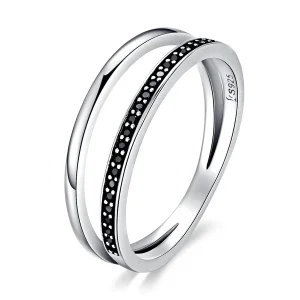 (image for) Silver Black and White Movement Ring - PANDORA Style - SCR082