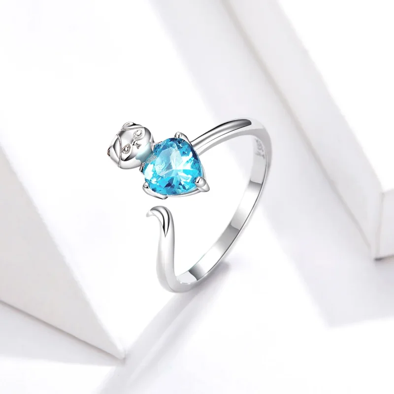 (image for) Silver Blue Kitty Ring - PANDORA Style - SCR533 - View 3