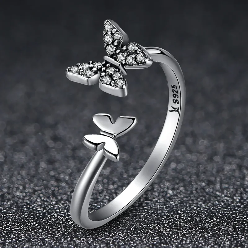 (image for) Silver Butterfly Dance Ring - PANDORA Style - SCR087 - View 3