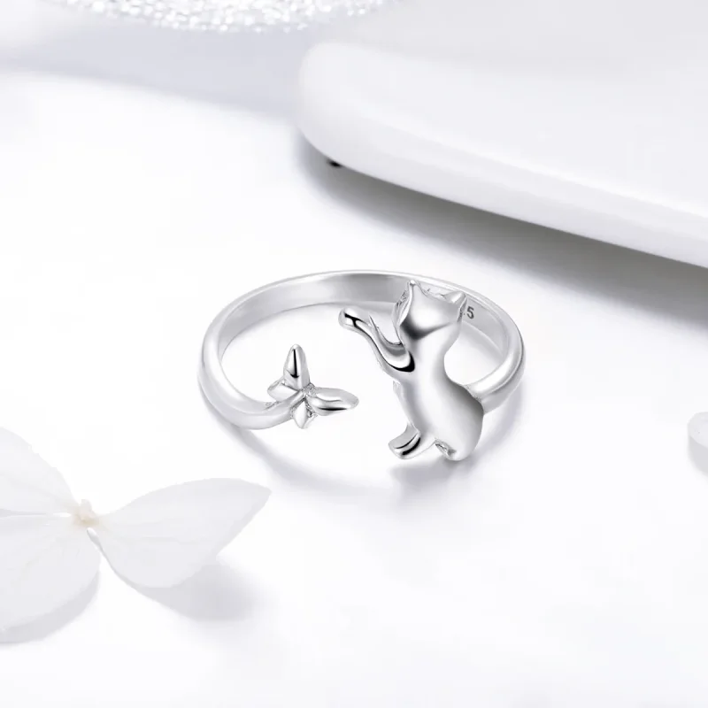 (image for) Silver Cat Companionship Ring - PANDORA Style - SCR443 - View 4