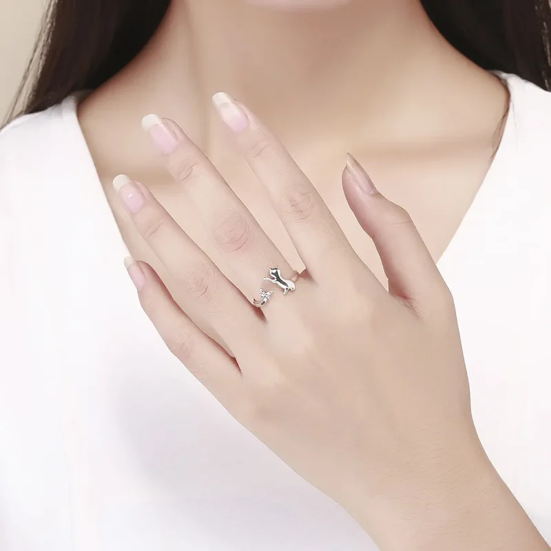 (image for) Silver Cat Companionship Ring - PANDORA Style - SCR443 - View 5