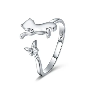 (image for) Silver Cat Companionship Ring - PANDORA Style - SCR443