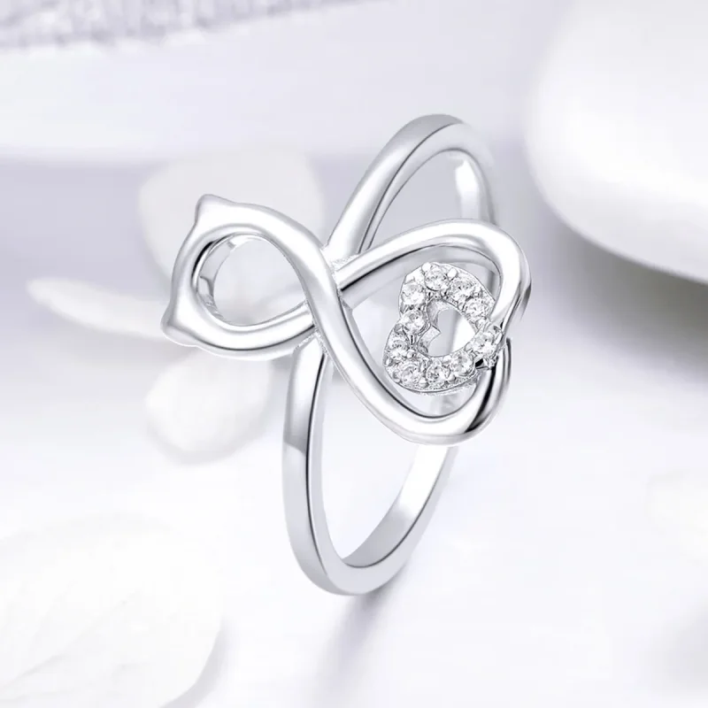 (image for) Silver Cat Love Ring - PANDORA Style - SCR417 - View 3