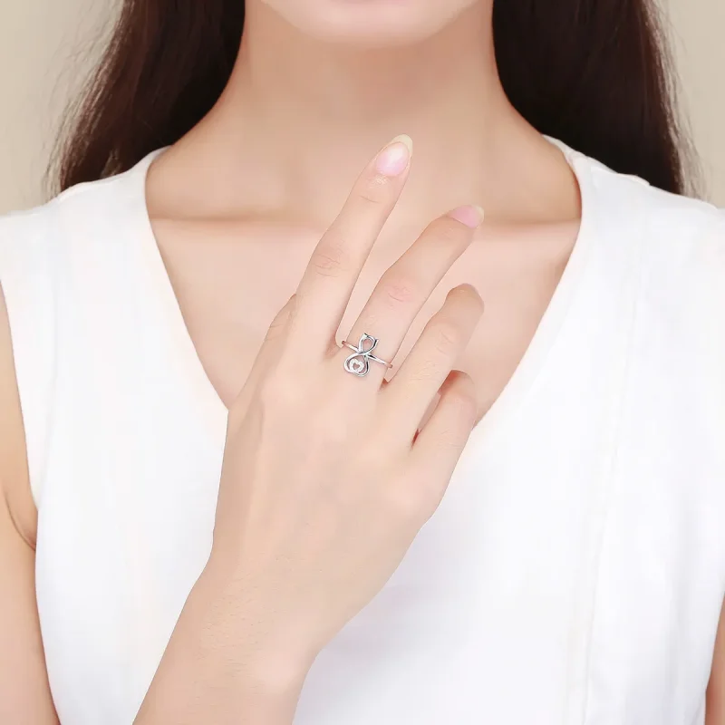 (image for) Silver Cat Love Ring - PANDORA Style - SCR417 - View 5