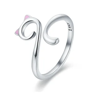 (image for) Silver Cats In Love Ring - PANDORA Style - SCR341