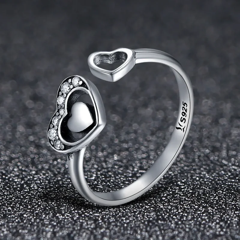 (image for) Silver Concomitant Heart Ring - PANDORA Style - SCR168 - View 3