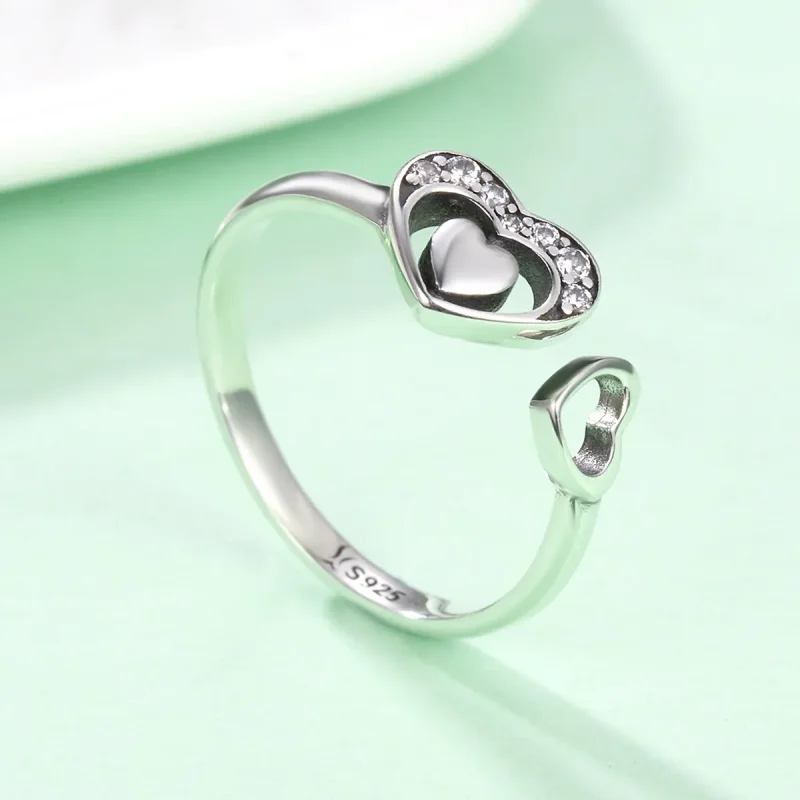 (image for) Silver Concomitant Heart Ring - PANDORA Style - SCR168 - View 4