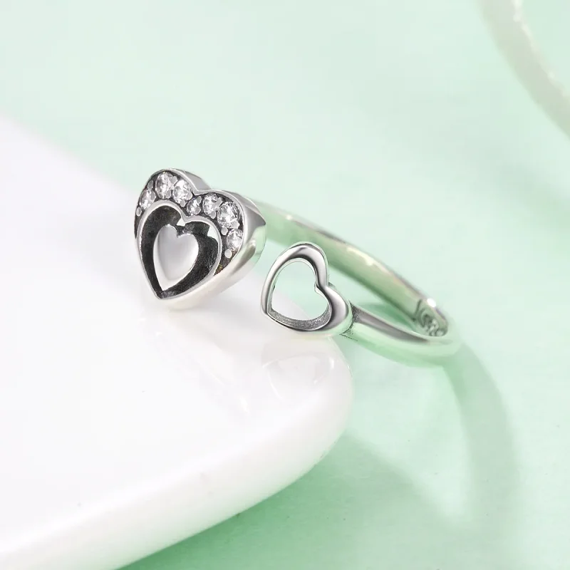 (image for) Silver Concomitant Heart Ring - PANDORA Style - SCR168 - View 5