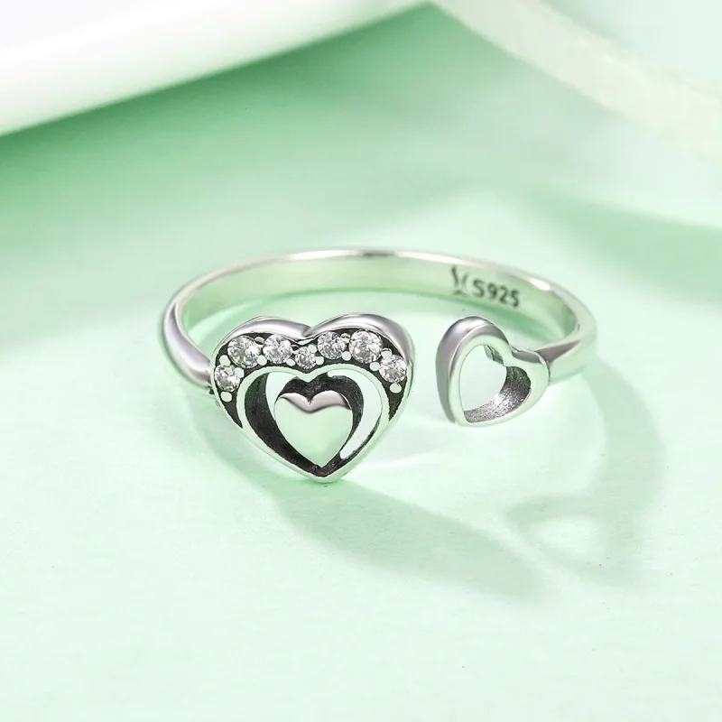 (image for) Silver Concomitant Heart Ring - PANDORA Style - SCR168 - View 6