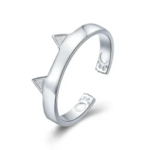 (image for) Silver Cute Cat Ears Ring - PANDORA Style - SCR387