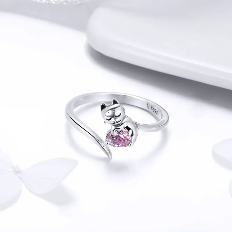 (image for) Silver Cute Cat Ring - PANDORA Style - SCR446 - View 3