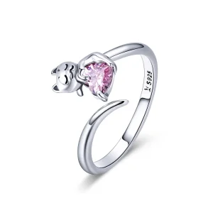 (image for) Silver Cute Cat Ring - PANDORA Style - SCR446
