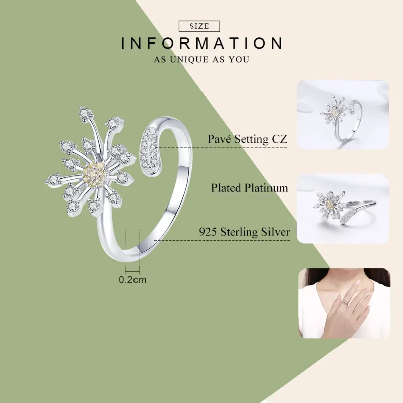 (image for) Silver Dandelion Love Ring - PANDORA Style - SCR471 - View 3