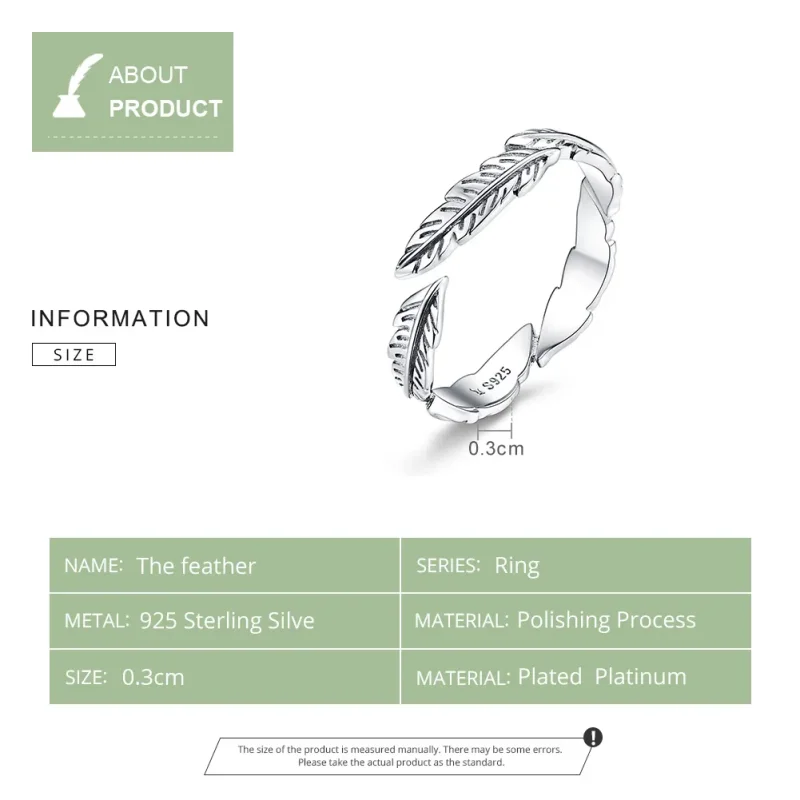 (image for) Silver Feather Ring - PANDORA Style - SCR517 - View 8