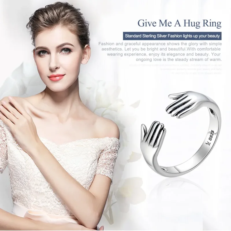 (image for) Silver Give Me A Hug Ring - PANDORA Style - SCR136 - View 2