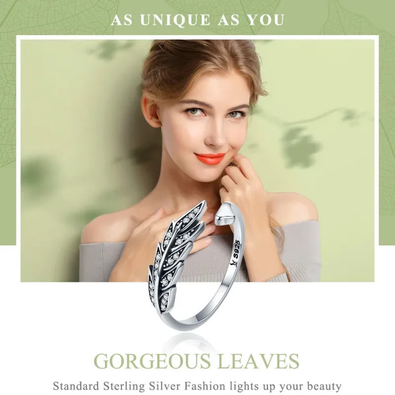 (image for) Silver Gorgeous Leaves Ring - PANDORA Style - SCR313 - View 2