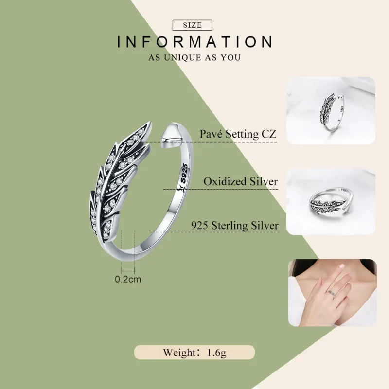 (image for) Silver Gorgeous Leaves Ring - PANDORA Style - SCR313 - View 4