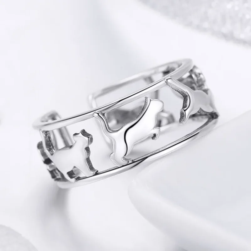 (image for) Silver Happy Cats Ring - PANDORA Style - SCR473 - View 4